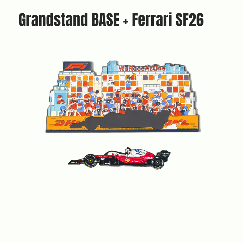 Grandstand Diorama Base +SF26 Ferrari Racing Car Magnets