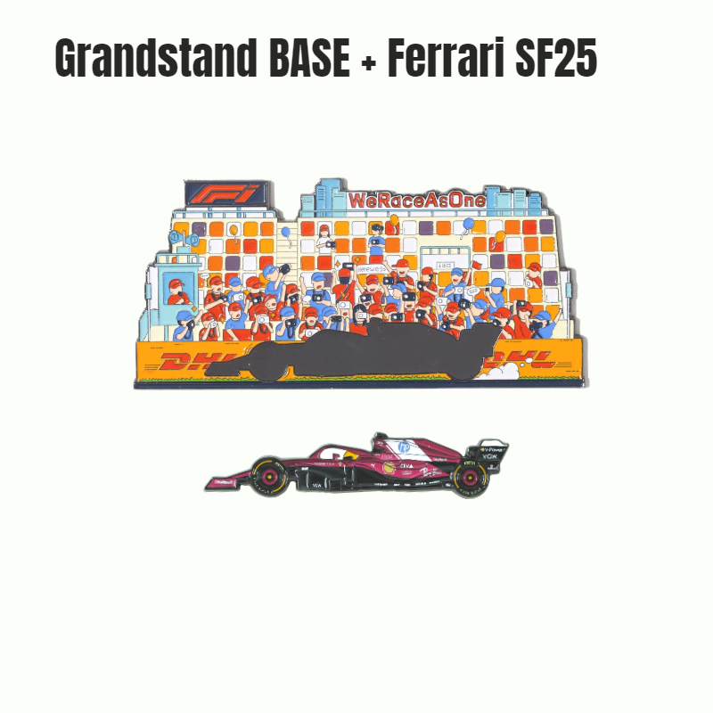 Grandstand Diorama Base +SF25 Ferrari Racing Car Magnets