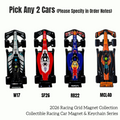 BUDDLE: 2 Front View Racing Car Magnets and Keychains